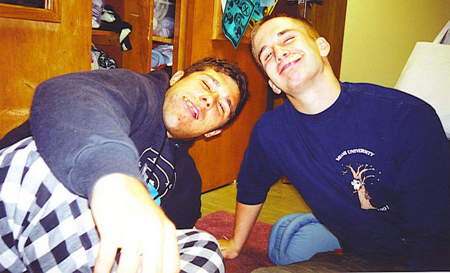 Brett and Ryan at IU in Brett's dorm freshmen year